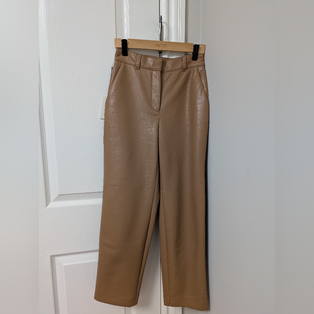 Aritzia Babaton Command Camel Cropped Leather Pants 00